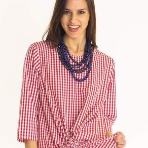 Gingham Tie Front Top